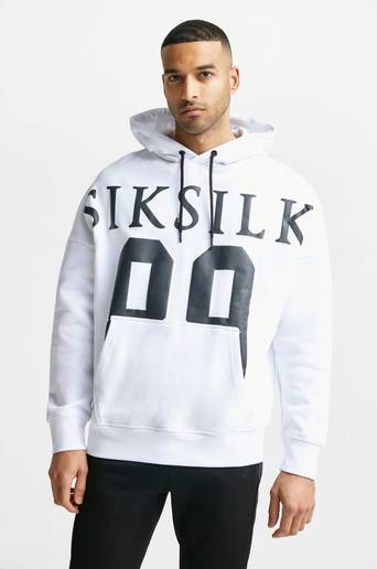 SIKSILK Hoodie Drop Shoulder Relaxed Fit Hoodie Vit