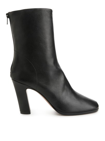 Heeled Leather Sock Boots - Black
