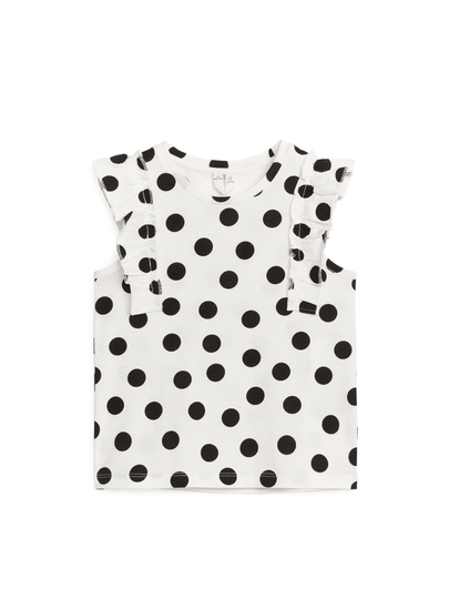 Sleeveless Jersey Frill Top - White