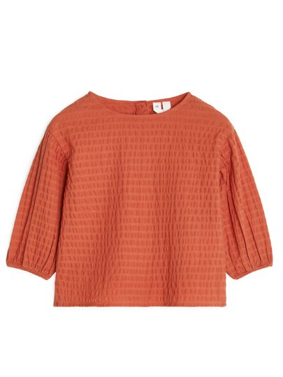 Seersucker Blouse - Orange