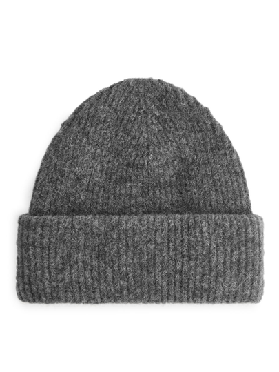 Double-Fold Alpaca Merino Beanie - Grey