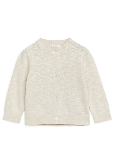 Linen Blend Cardigan - Beige