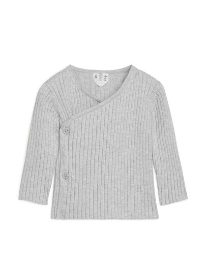 Cotton Wool Wrap Cardigan - Grey