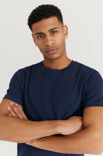 Bread & Boxers T-Shirt Crew Neck Cotton Blå