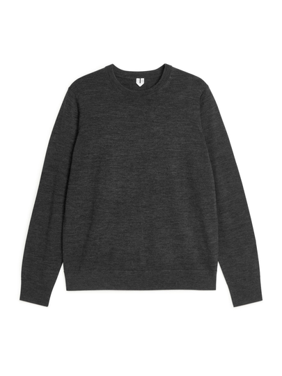 Fine Knit Merino Jumper - Grey