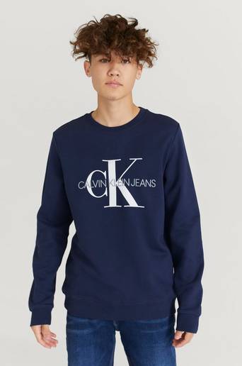 Calvin Klein Sweatshirt Monogram Logo Sweatshirt Blå
