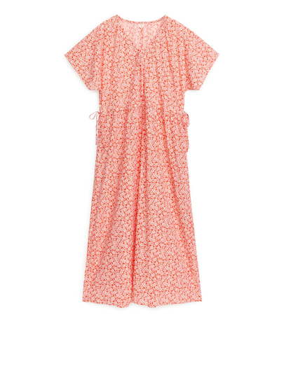 Floral Lyocell Blend Dress - Orange