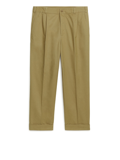 Brushed Cotton Trousers - Beige