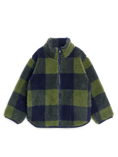 Checked Pile Jacket - Blue