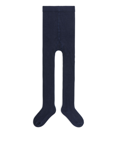 Wool Rib Tights - Blue