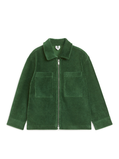 Corduroy Jersey Zip Shirt - Green