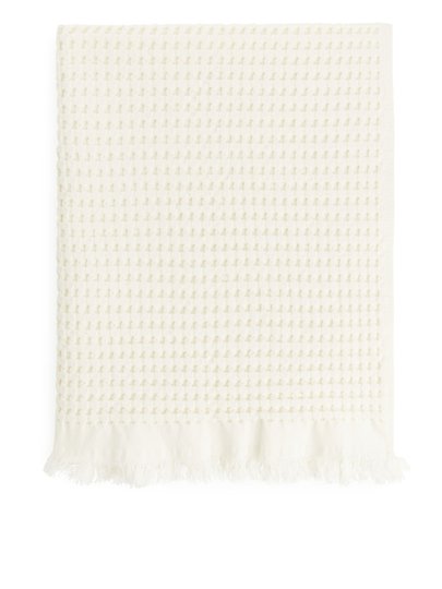 Fringed Waffle Towel 50 x 70 cm - White