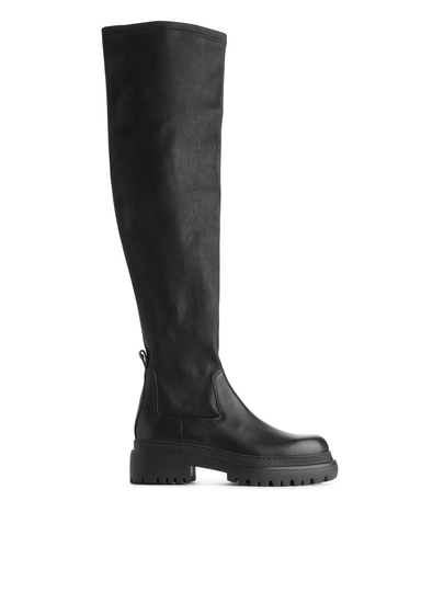 Chunky Over-the-Knee Boots - Black