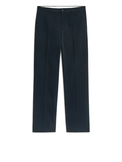 Straight Cotton Twill Trousers - Blue