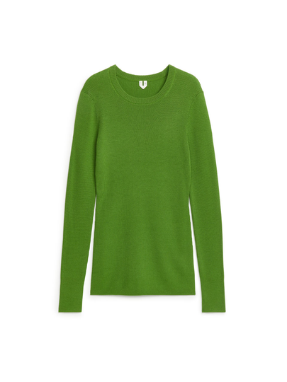 Rib-Knit Merino Top - Green