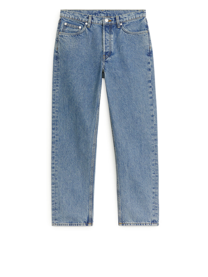 CURVED CROPPED Non-Stretch Jeans - Blue