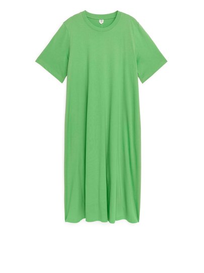 A-Line T-Shirt Midi Dress - Green