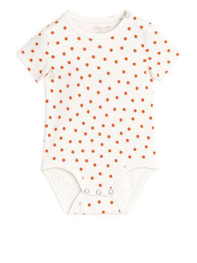 Ribbed Short-Sleeve Bodysuit - Orange