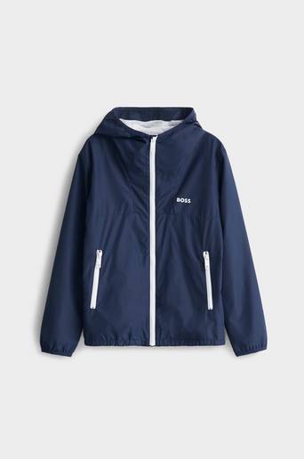 BOSS Vindjacka Hooded Windbreaker Blå