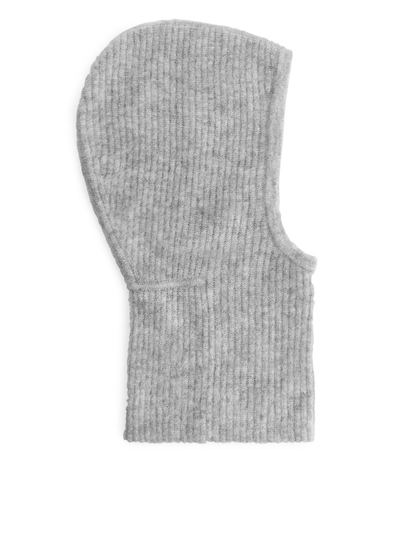 Rib-Knit Mohair Hood - Grey