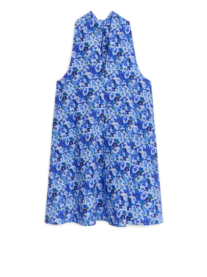 Floral Poplin Dress - Blue