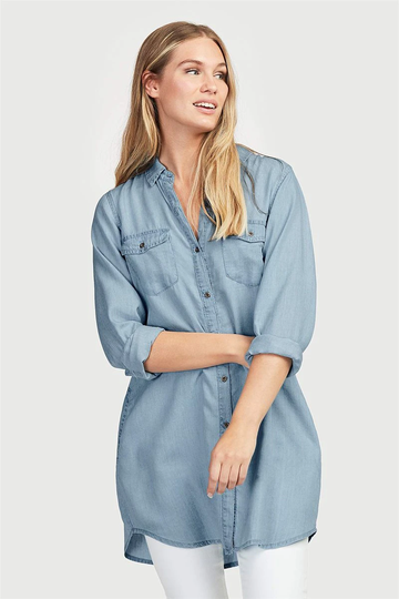 Lång denimskjorta