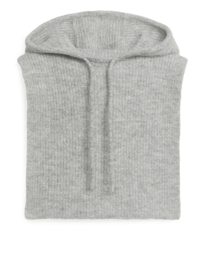 Wool-Blend Knitted Hood - Grey