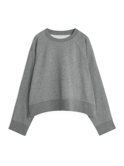Oversized Cropped Sweatshirt - Grey