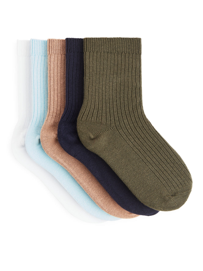 Rib Knit Socks - Orange