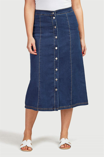 Lång jeanskjol med knappar
