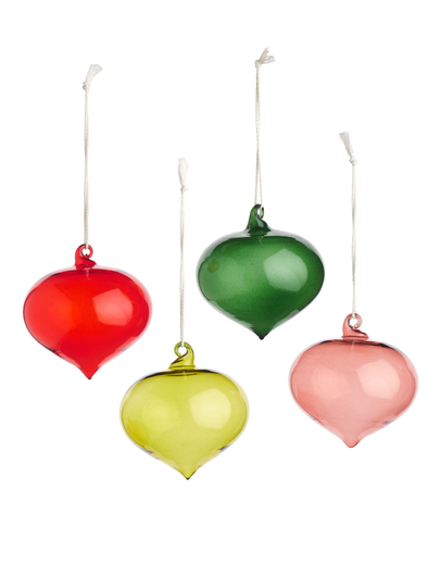 Glass Drop Baubles - Green