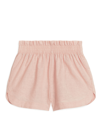 Cotton-Linen Paperbag Shorts - Orange