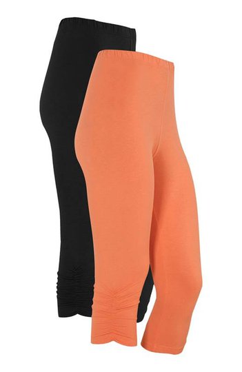 Cellbes Caprileggings med resårdetalj 2-Pack Orange Svart