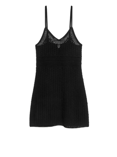 Crochet Strap Dress - Black