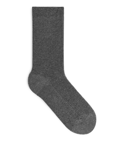 Cotton Rib Socks - Grey