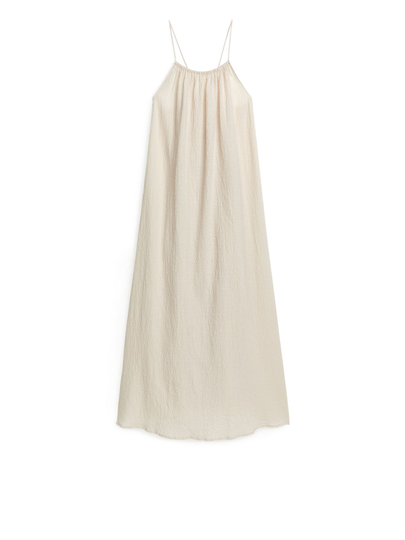 Seersucker Maxi Dress - Beige