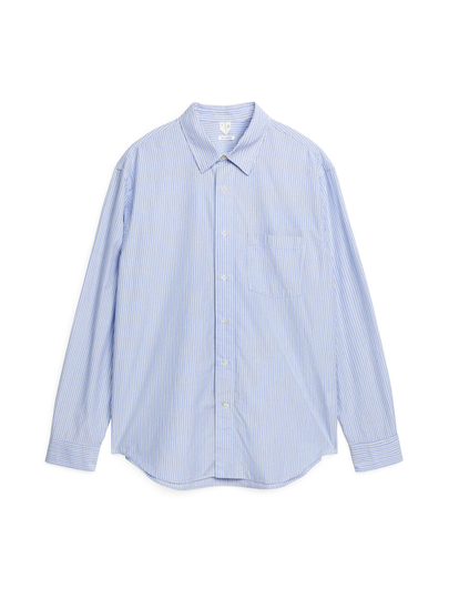 Relaxed Cotton Poplin Shirt - Blue