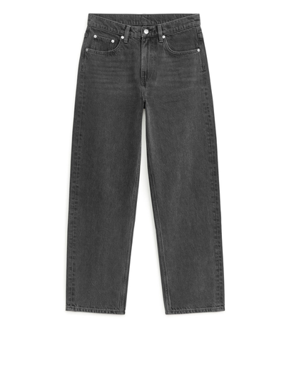 BARREL LEG Cropped Non-Stretch Jeans - Grey
