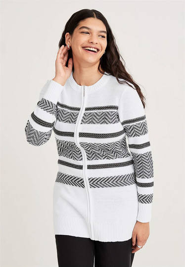 Stickad cardigan med dragkedja