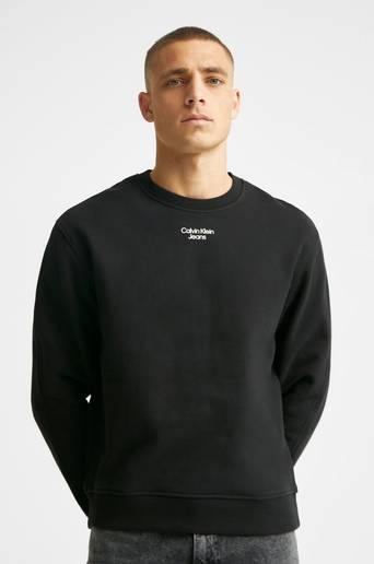 Calvin Klein Sweatshirt Stacked Logo Crew Neck Svart