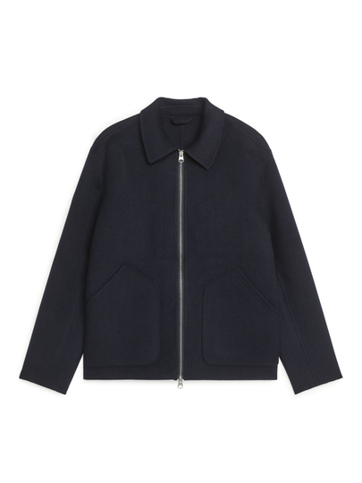 Short Double-Face Wool Jacket - Blue