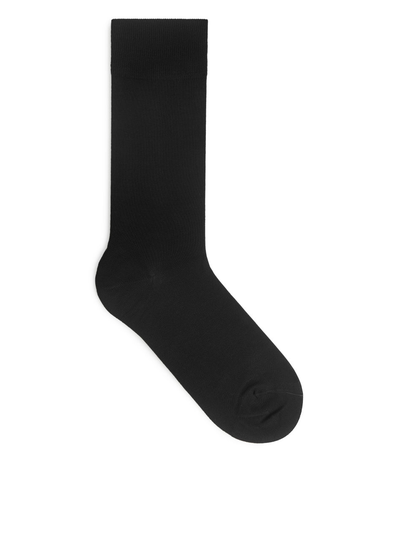Mercerised Cotton Socks - Black