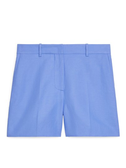 Dressed Cotton-Hemp Shorts - Blue
