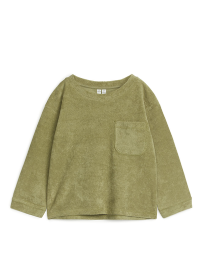 Towelling Long Sleeve T-Shirt - Green