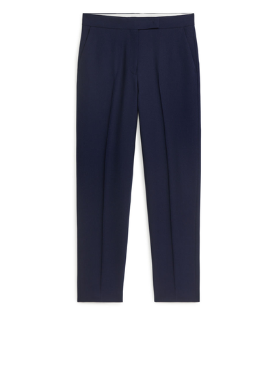 Tapered Wool Hopsack Trousers - Blue