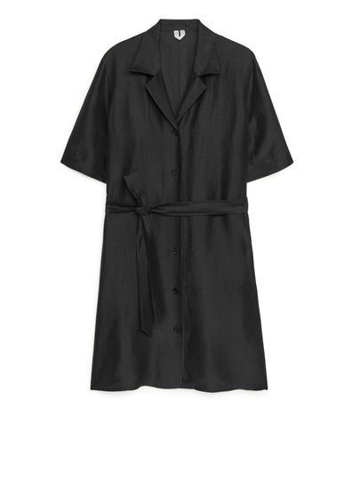 Viscose Linen Resort Dress - Black
