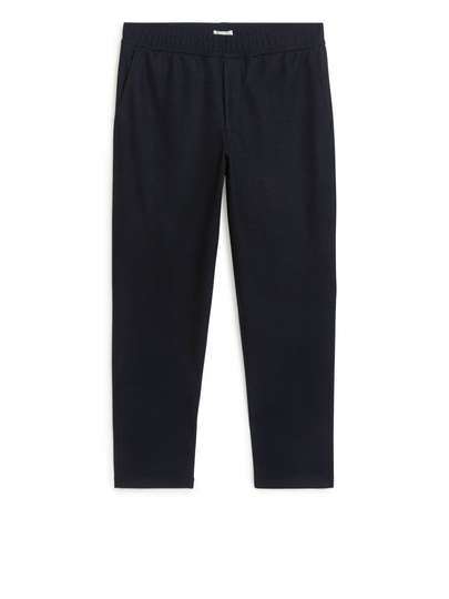 Cropped Wool-Blend Jersey Trousers - Blue