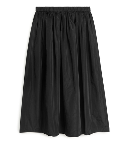 Gathered Taffeta Skirt - Black