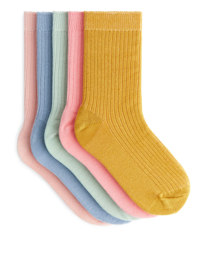 Rib Knit Socks - Pink
