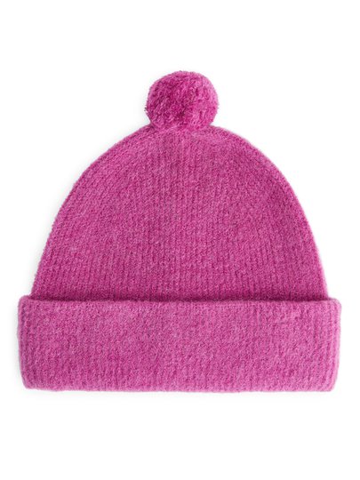 Alpaca Merino Pompom Beanie - Pink